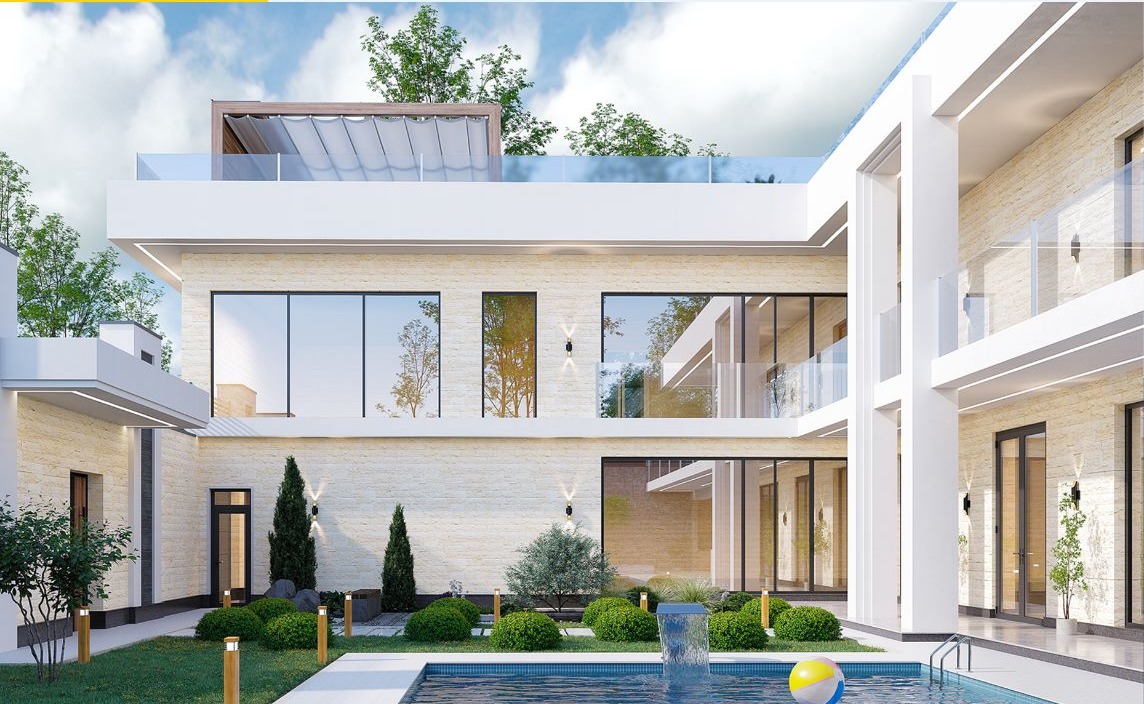 Private house courtyard with pool
