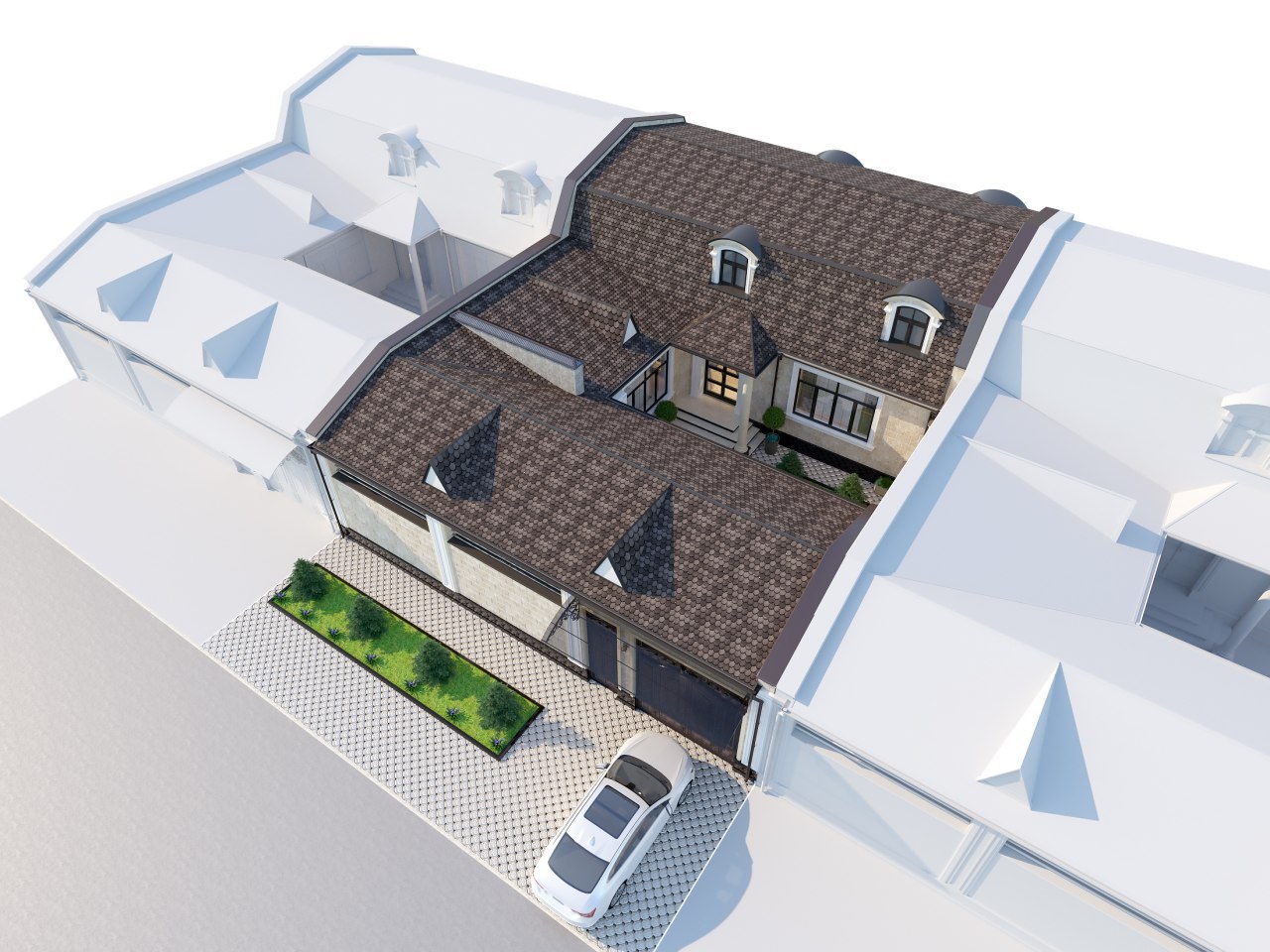 Private house roof and site plan
